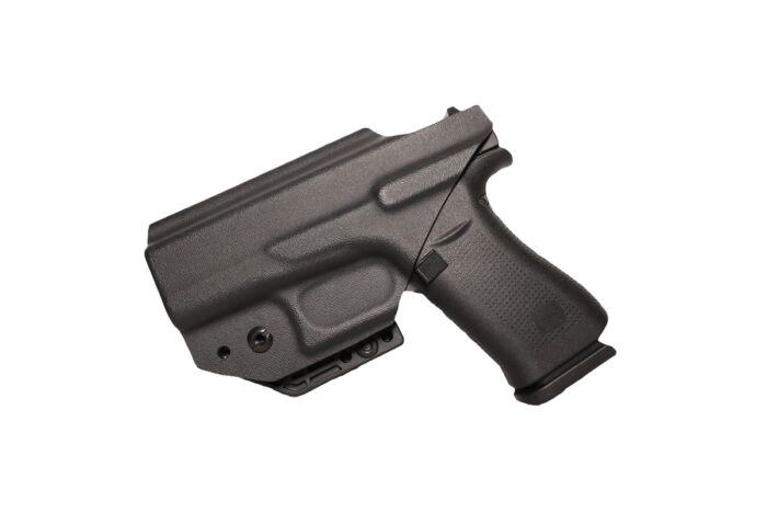 IWB Fold-Over Molded Injected Clip (Shown with Gun, in Black, Back)